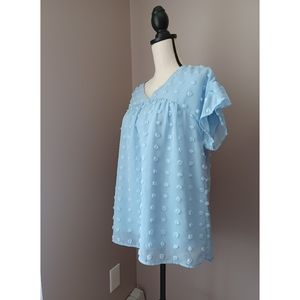 SHEIN Pom Pom Short Sleeve Blouse